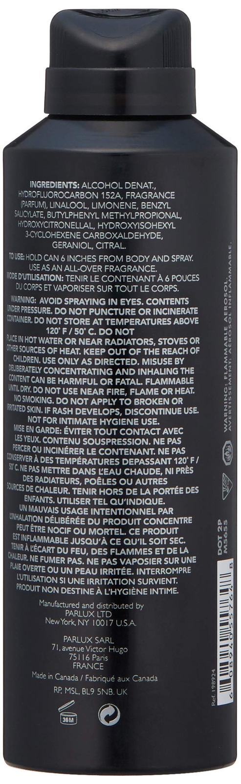 Kenneth Cole Black Body Spray Cologne for Men, 6.0 Fl. Oz.