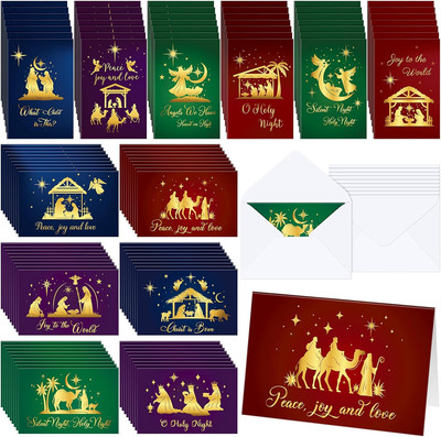 480 Pack Religious Christmas Cards with Envelopes Set Merry Christmas Greeting C