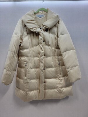 Larry Levine Womens Cream Down Winter Jacket Coat Sz Xl Puffer Box A