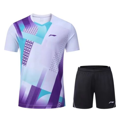 New Li-Ning Men's Tops Sportswear Clothes badminton Tennis T-shirt+shorts  - Picture 1 of 4
