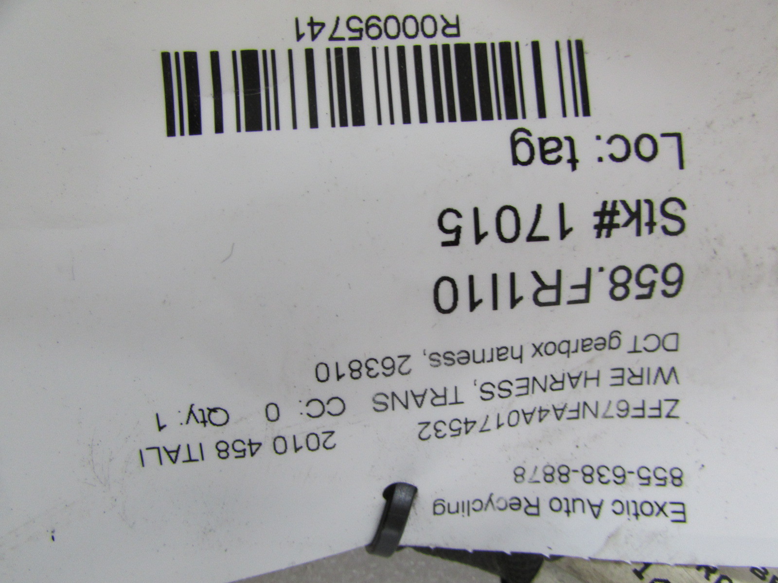Ferrari 458 Italia, DCT Gearbox Wiring Harness, Used, P/N 263810
