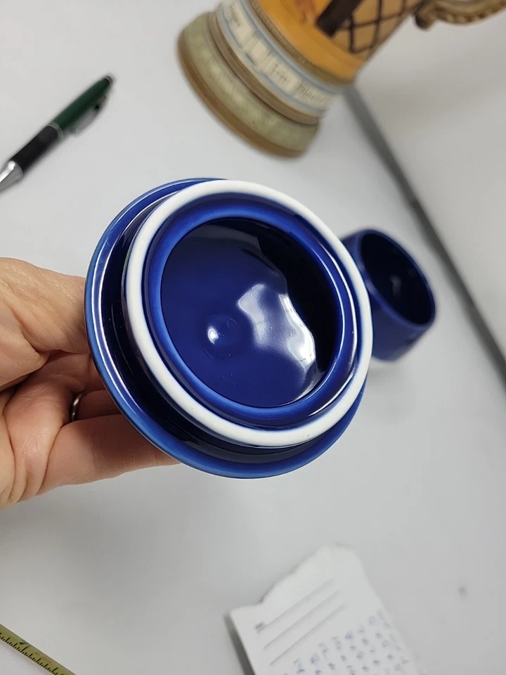 Cobalt Blue & White Sugar Bowl with Lid by 10 Strawberry Street 4" Tall  - Image 3 of 4