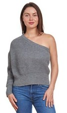 Women's Pullover Sweater One-Sleeve Gray Size XL