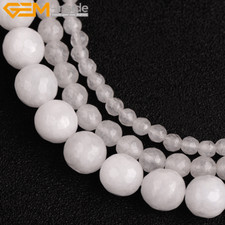 Wholesale Faceted White Jade Stone Beads For Jewelry Making 15" Jewlery Beads