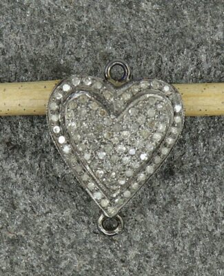 Pave Diamant Herz Schmuck Verbinder 925 Silber Diamant Halskette Verbinder Charm