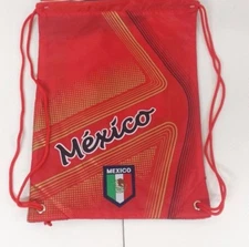 Mexico Cinch Bag Color Red W/ Gold Official Licensed Product  NWOT 