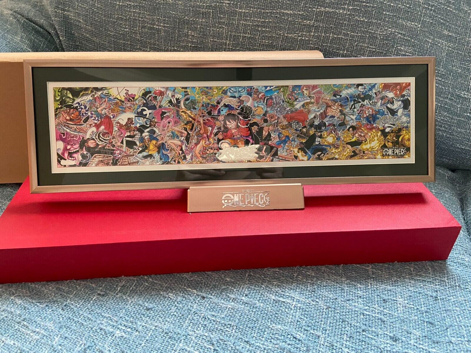 Sombrero de paja de anime de una pieza pirata cien escenas metal/oro marco de exhibición decoración