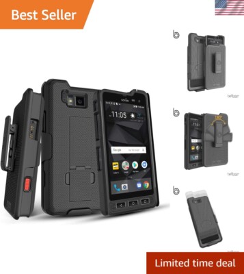 Heavy-Duty Sonim XP8 Case with Swivel Belt Clip & Built-in Kickstand - Black