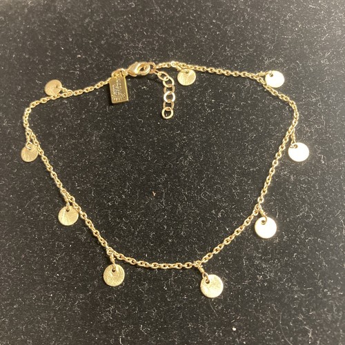 10-11 bracelet or anklet by native gem gold tone discs B99 - Picture 4 of 6