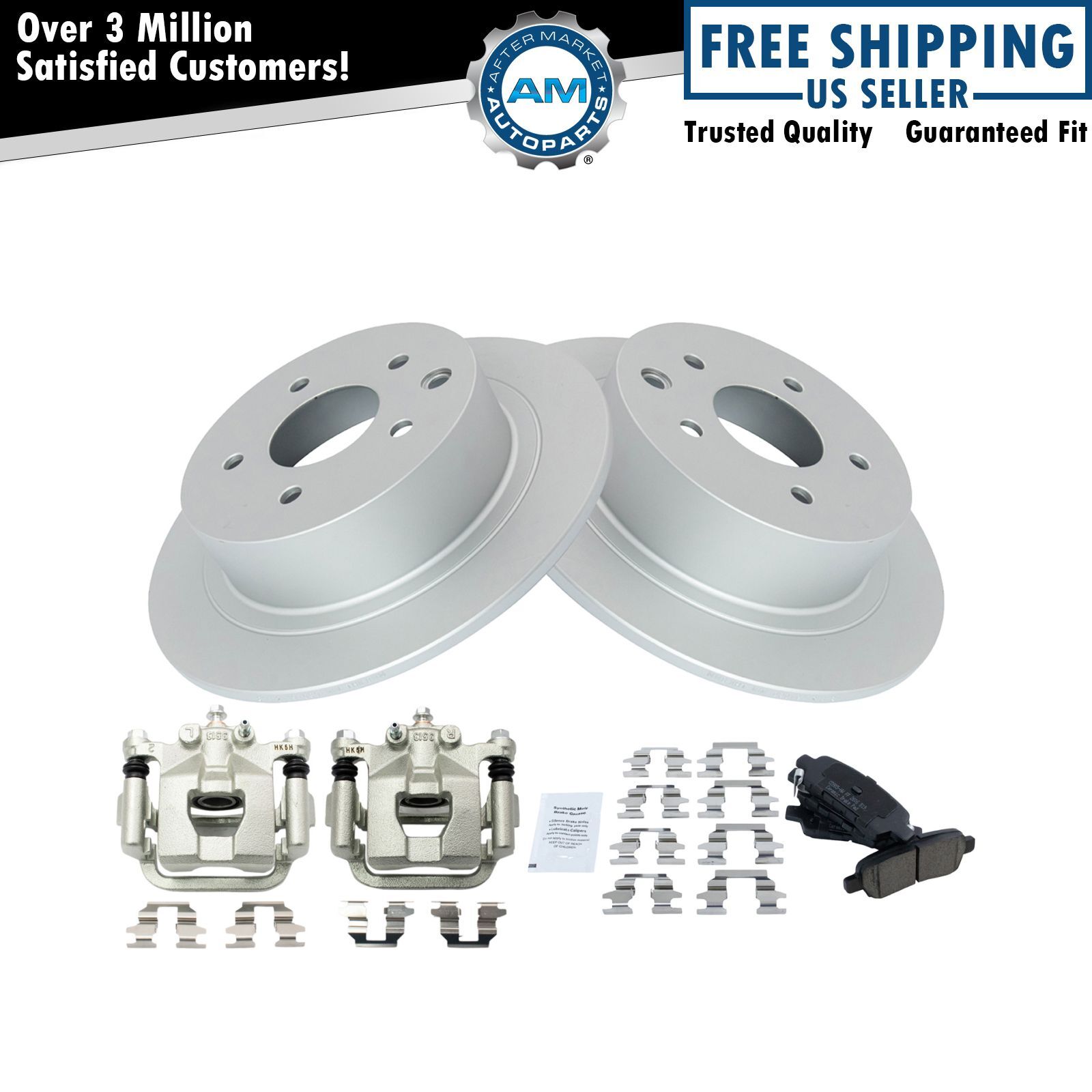 Rear Brake Coated Rotor Ceramic Pad & Caliper Kit for Nissan Maxima