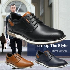 Men's Casual Dress Oxfords Shoes Formal Derby Sneakers US Wide Size