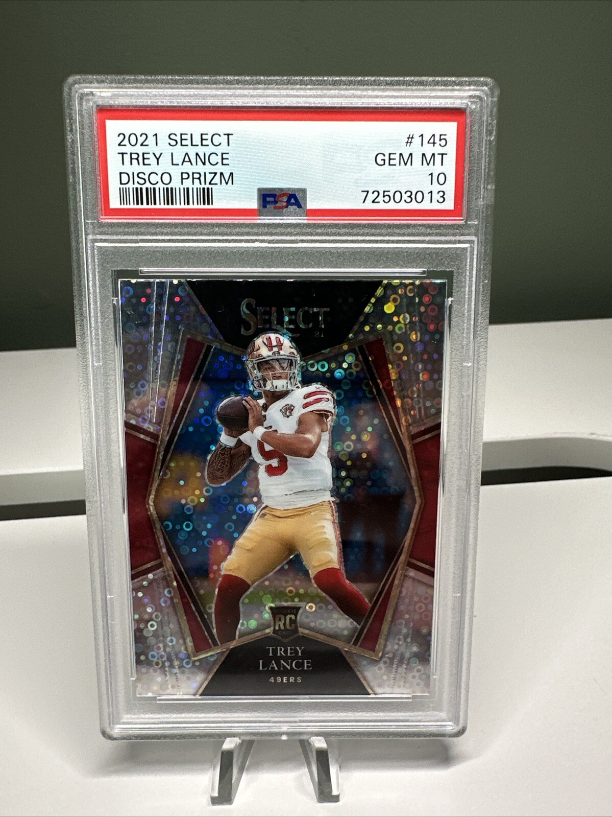 2021 Panini Select Trey Lance Premier Level Disco Prizm RC PSA 10 GEM MINT