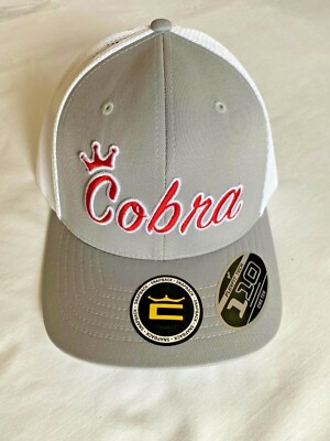 NEW Cobra Crown C Trucker Snapback Cap Hat Flexfit Tech 100 Gold Hat Gray 