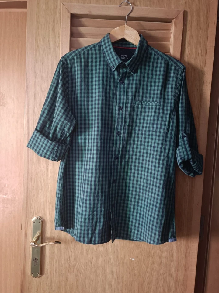 Colin's Basics Men Shirt Green Checked Buttons Down Long Sleeves Slim Fit Size L - Image 2 of 4