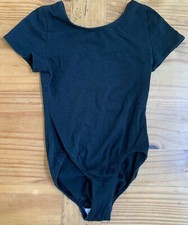 JACQUES MORET ULTRA Girl  s Size S 4/5 Black Short Sleeve Ballet Leotard EUC