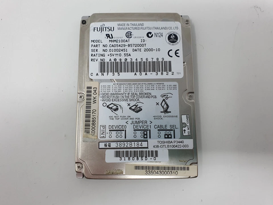 Toshiba P3440 HDD Hard Disk Drive 10GB IDE 2.5" Fujitsu MHM2100AT Genuine Item - Image 3 of 4