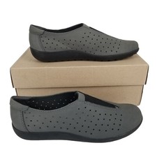 Clarks Medora Gemma Nubuck Leather Slip On Loafer Shoe Grey Gray 8 M