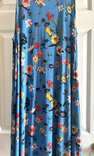 Loft Blue Floral Shift Dress Knee Length Casual Stretch Colorful Medium