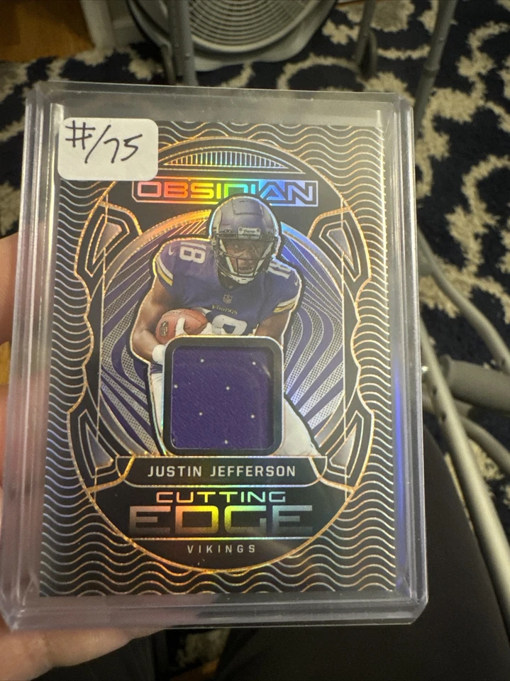 2022 Panini Obsidian Justin Jefferson Cutting Edge Patch /75 Minnesota Vikings - Image 4 of 4