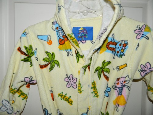 BRATZ girls Yellow KITTY ALOHA PALM TREE Bath Swim ROBE* M 4 5 - Picture 2 of 3