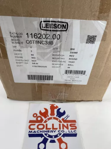 Leeson 116202.00 1HP Fan Blower HVAC/R Motor 3 PH 850RPM 230/460V TEAO