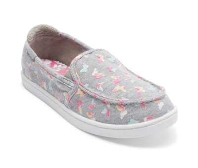 Roxy Minnow Sneaker Girls US 5 Gray Butterfly Print Slip On Casual Shoes JOBB075