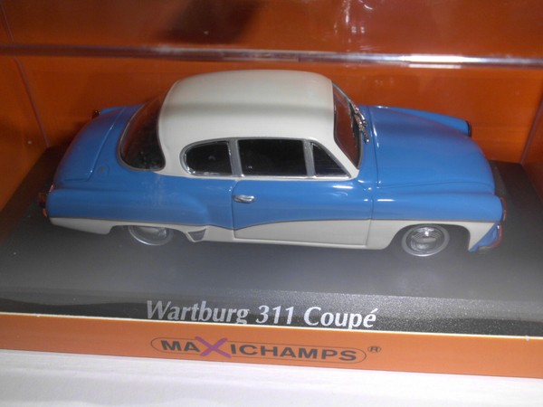 Maxichamps 1:43 940015920 Wartburg A 311 Coupe 1958 Blue/White Neu Ovp-image