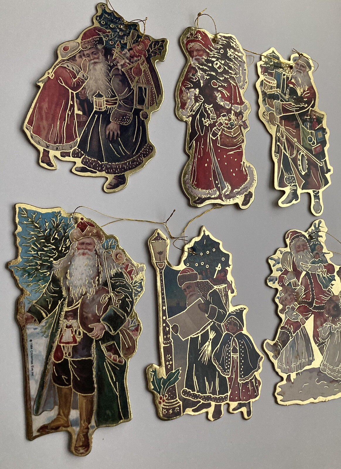 Vintage Die Cut Santa Claus Christmas Ornaments Cardboard Victorian Old