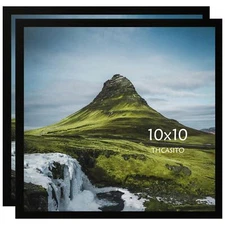 Picture Frames 10x10 Black Square Photo Frames for Desk or Wall Decor, Set of 2