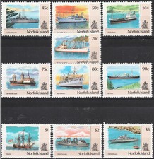 NORFOLK ISLAND 1990-1991 Ships - Set of 10 MLH stamps