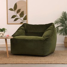 Adults Velvet Armchair Bean Bag Chair Luxury XL Beanbag Large Living Room Seat