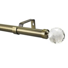 Fixed Length Curtain Pole 28mm Rod Crystal Chrome Brass Black Sizes up to 3.8m