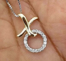 Simulated Diamond 1Ct Round Cut Women's Fancy Pendant 14K Yellow Gold Plated