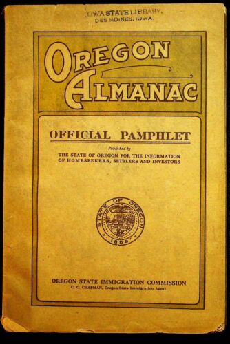 Oregon Almanac Rare 1912 Edition Homeseekers Settlers Investors Early Maps - Afbeelding 1 van 4
