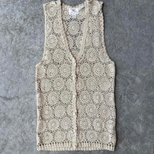 Vintage Hand Crocheted Silk Vest 100 silk natural thread