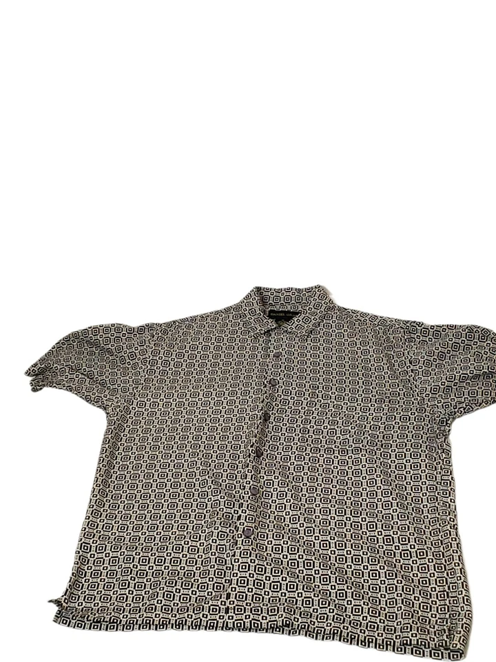  Daniel Gray Multicolor Squares  100% Silk Short Sleeve Med - Imagem 4 de 4