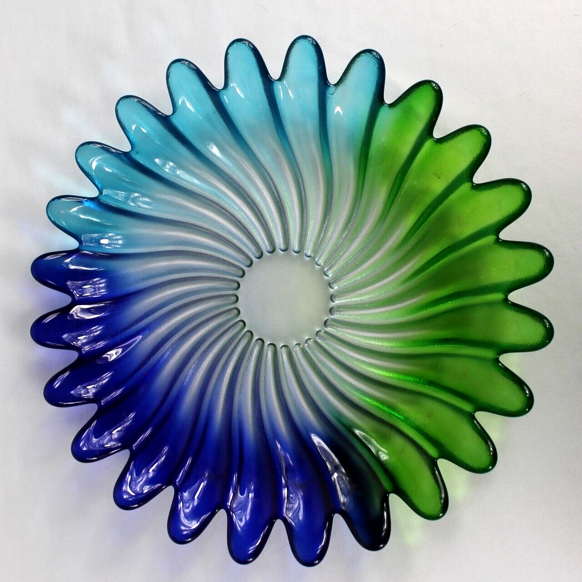 Vintage Walther Glass Solaris Studio Nova Swirl Petal Serving Bowl