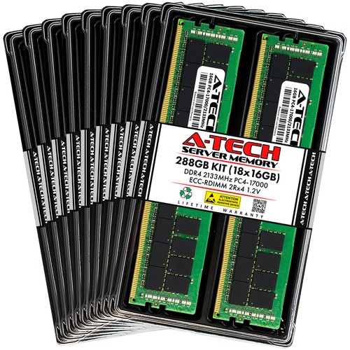 A-Tech 288GB 18x 16GB 2Rx4 PC4-17000R DDR4 2133 ECC REG RDIMM Server Memory RAM - 第 1/4 張圖片