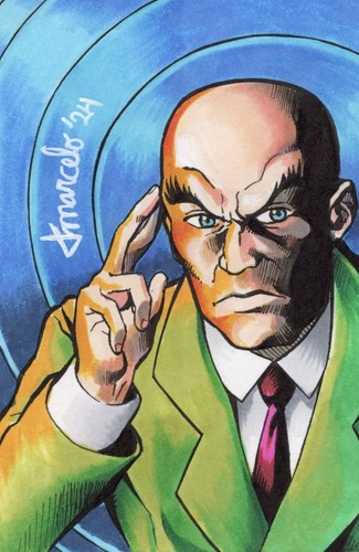 ORIGINAL X-Men - Professor X 1/1 Hand Drawn Sketch Card ACEO Art