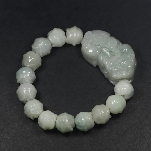 Certified Grade A 100% Natural Green Jadeite Jade Bangle Bracelet PiXiu 08825 - Picture 6 of 12