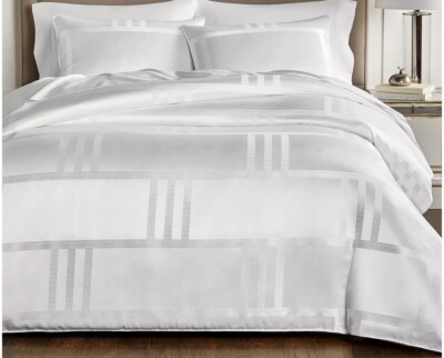 Hotel Collection Structure King Duvet Cover & Pillowshams 3pc Set White New