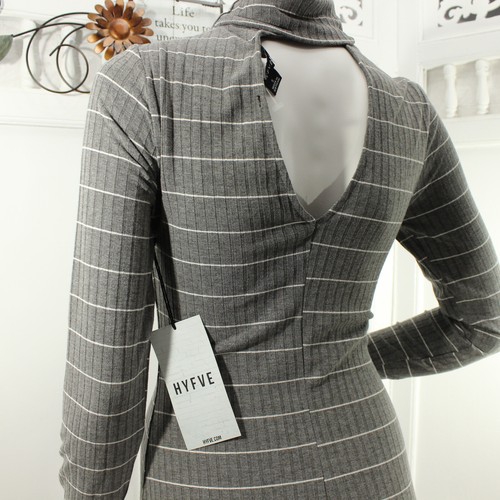 HYFVE Womens Turtle Neck Dress Size S Open Back Long Sleeve Striped - Picture 10 of 11