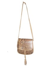 Vintage Reptile Snake Skin Leather Flap Closure Compartment Crossbody Handbag
