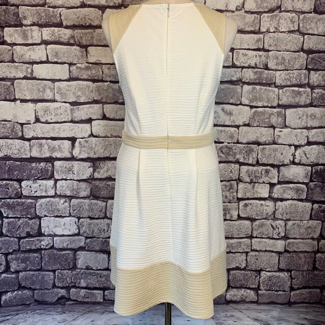 OFF WHITE Abito Cremieux bianco sporco e marrone aderente e svasato taglia M