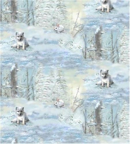 Fat Quarter Woodland Santa Arctic Fox Cotton Quilting Fabric - 50cm x 55cm - SPX