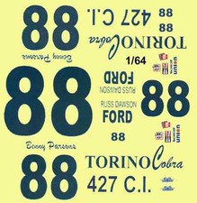  88 Benny Parson 1969-68 Russ Dawson Ford 1/64th HO Scale Slot Car Decals