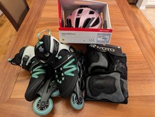 K2 Kinetic 80 Women's Size 8 Rollerblades With Helmet And Pads All New