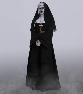 The NUN Adult Costume / Scary Cosplay Sz Medium Costume, Mask, Cross & Belt