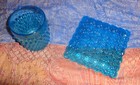 VTG cobalt blue square crystal saucer and cup — photo 4