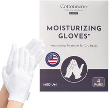 4 Pairs Basics Cotton Gloves for Dry Hands Sleeping, Moisturizing Gloves Overni